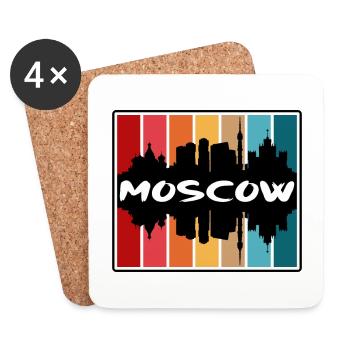 Moscow Russia Skyline Silhouette Travel Souvenir - Coasters (set of 4) - white - Front