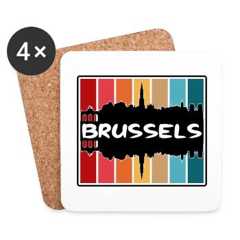 Brussels Belgium Skyline Silhouette Travel Souveni - Coasters (set of 4) - white - Front