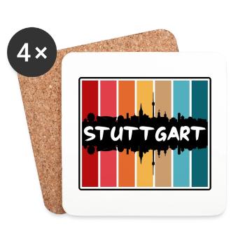 Stuttgart Deutschland Skyline Silhouette Travel Souven - Untersetzer (4er-Set) - Weiß - Vorne