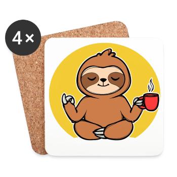 Relax Sloth Animal Chill Vegetarian Jungle - Coasters (set of 4) - white - Front