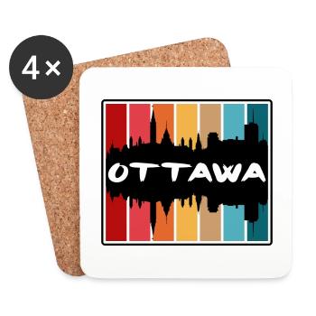Ottawa Canada Skyline Silhouette Travel Souvenir - Coasters (set of 4) - white - Front