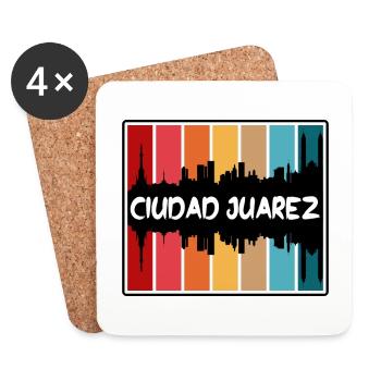Ciudad Juarez Mexique Skyline Silhouette Voyage Sou - Dessous de verre (lot de 4) - blanc - Devant