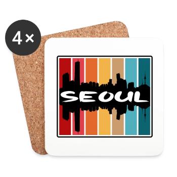 Seoul Südkorea Skyline Silhouette Travel Souven - Untersetzer (4er-Set) - Weiß - Vorne