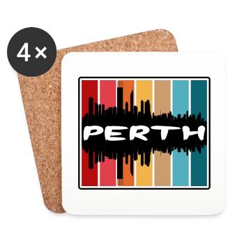 Perth Australia Skyline Silhouette Travel Souvenir - Coasters (set of 4) - white - Front