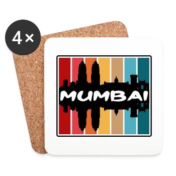Mumbai India Skyline Silhouette Travel Souvenir - Coasters (set of 4) - white - Front