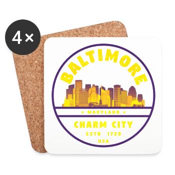 Baltimore Charm City Emblem - Coasters (set of 4) - white - Front