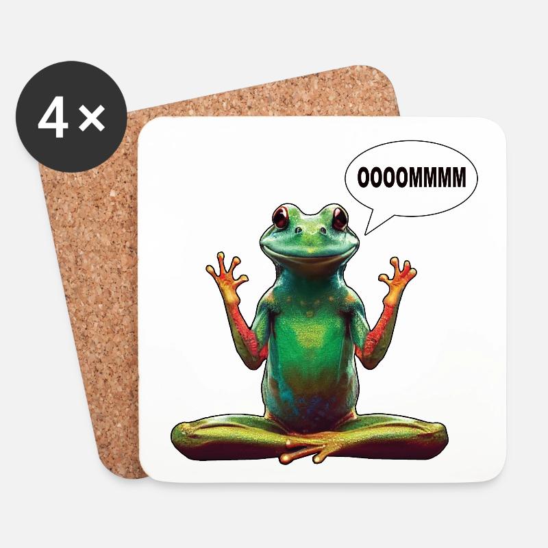 Yoga frog - Untersetzer (4er-Set) - Weiß