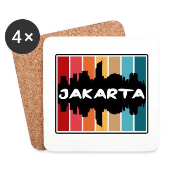 Jakarta Indonesien Skyline Silhouette Travel Souven - Untersetzer (4er-Set) - Weiß - Vorne