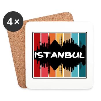 Istanbul Turquie Skyline Silhouette Souvenir de voyage - Dessous de verre (lot de 4) - blanc - Devant