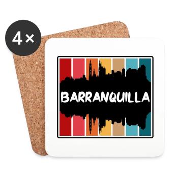 Barranquilla Colombie Skyline Silhouette Voyage So - Dessous de verre (lot de 4) - blanc - Devant