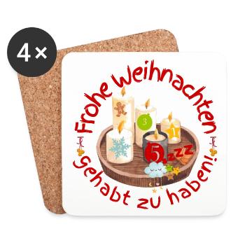 Fünfte Kerze brennt Weihnachten verpennt - Untersetzer (4er-Set) - Weiß - Vorne