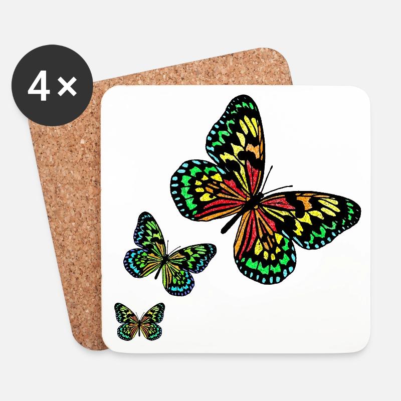 3 Butterflies R6Z - Untersetzer (4er-Set) - Weiß
