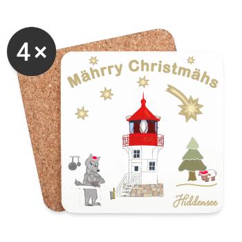 Phare de Noël Gellen sur Hiddensee - Dessous de verre (lot de 4) - blanc - Devant