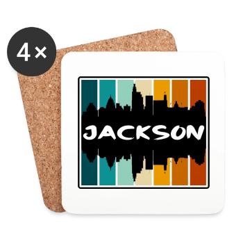 Jackson Mississippi Usa Skyline Silhouette Travel - Coasters (set of 4) - white - Front