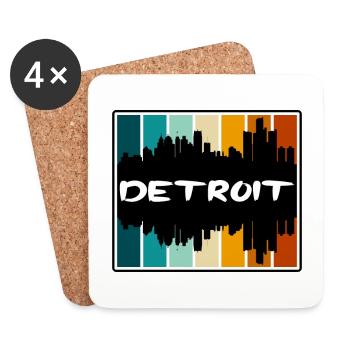 Detroit Michigan Usa Skyline Silhouette Travel Sou - Coasters (set of 4) - white - Front