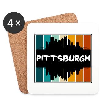 Pittsburgh Pennsylvanie États-Unis Skyline Silhouette Tra - Dessous de verre (lot de 4) - blanc - Devant