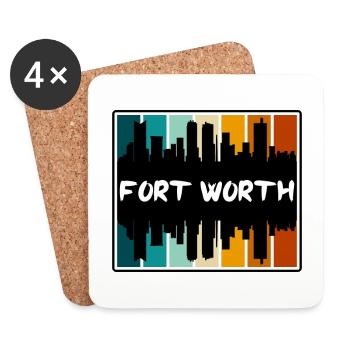 Fort Worth Texas États-Unis Skyline Silhouette Voyage Sou - Dessous de verre (lot de 4) - blanc - Devant