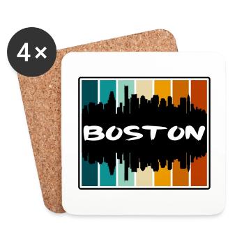 Boston Massachusetts États-Unis Skyline Silhouette Voyage - Dessous de verre (lot de 4) - blanc - Devant