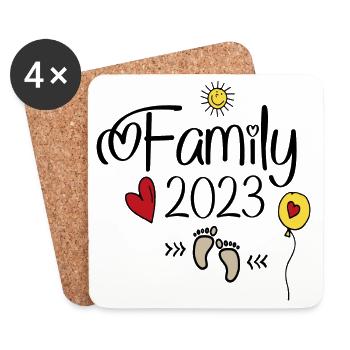 Famille heureuse 2023 - Dessous de verre (lot de 4) - blanc - Devant