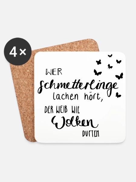 Schmetterlinge lache & Wolken duften - Untersetzer (4er-Set) - Weiß