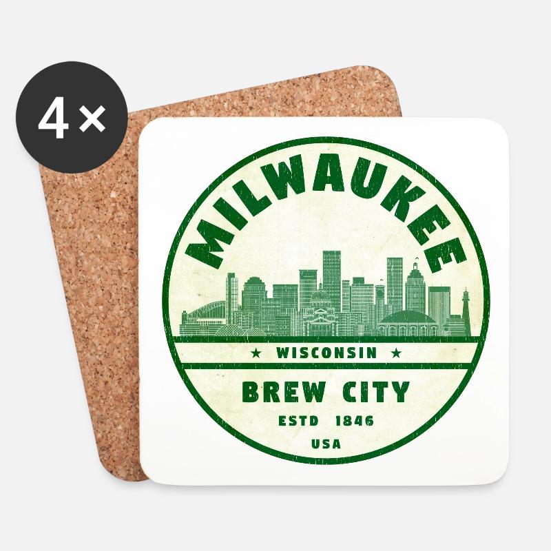 Milwaukee Brew City Skyline - Untersetzer (4er-Set) - Weiß