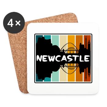 Newcastle Angleterre Skyline Silhouette Travel Souven - Dessous de verre (lot de 4) - blanc - Devant