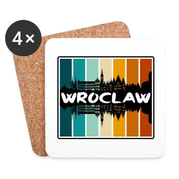 Wroclaw Pologne Skyline Silhouette Souvenir de voyage - Dessous de verre (lot de 4) - blanc - Devant