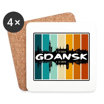 Danzig Polen Skyline Silhouette Reise Souvenir - Untersetzer (4er-Set) - Weiß - Vorne