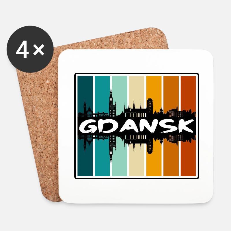 Danzig Polen Skyline Silhouette Reise Souvenir - Untersetzer (4er-Set) - Weiß