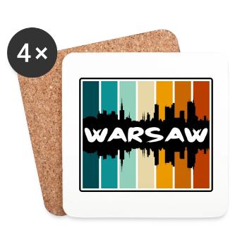 Varsovie Pologne Skyline Silhouette Souvenir de voyage - Dessous de verre (lot de 4) - blanc - Devant