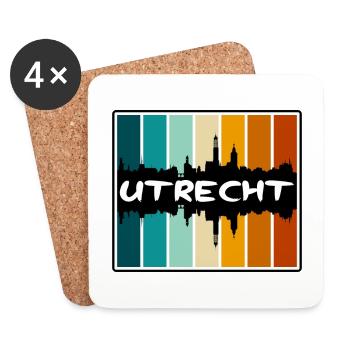 Utrecht Pays-Bas Skyline Silhouette Travel Souv - Dessous de verre (lot de 4) - blanc - Devant