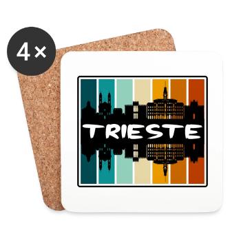 Triest Italien Skyline Silhouette Reise Souvenir - Untersetzer (4er-Set) - Weiß - Vorne