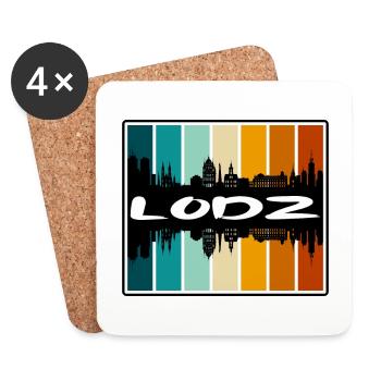 Lodz Polen Skyline Silhouette Reise Souvenir - Untersetzer (4er-Set) - Weiß - Vorne