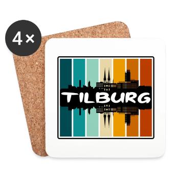 Tilburg Pays-Bas Skyline Silhouette Souv de voyage - Dessous de verre (lot de 4) - blanc - Devant