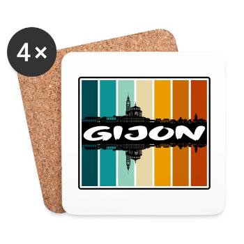 Gijon Spain Skyline Silhouette Travel Souvenir - Coasters (set of 4) - white - Front