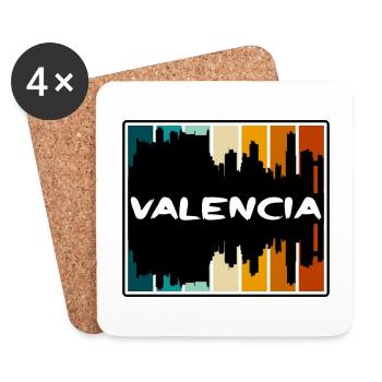 Valencia Spanien Skyline Silhouette Reise Souvenir - Untersetzer (4er-Set) - Weiß - Vorne