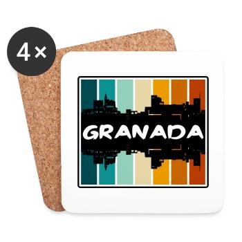 Granada Spain Skyline Silhouette Travel Souvenir - Coasters (set of 4) - white - Front
