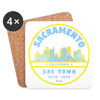 Sacramento Skyline Vintage Badge – California - Coasters (set of 4) - white - Front