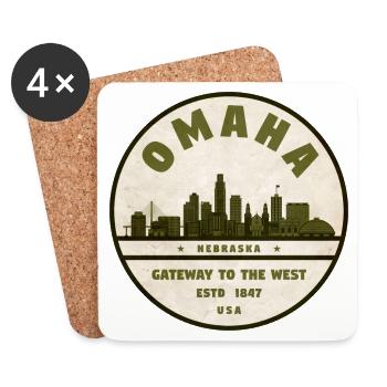 Omaha Skyline Vintage Abzeichen - Untersetzer (4er-Set) - Weiß - Vorne