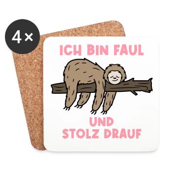 Chillen Schlafen Tier Statement Urwald Faultier - Untersetzer (4er-Set) - Weiß - Vorne