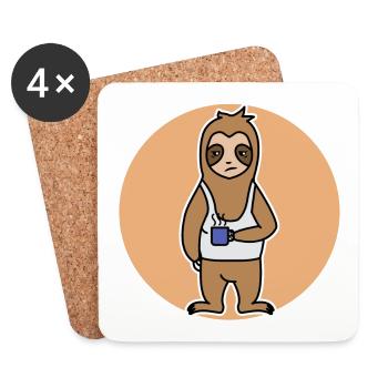 Late Riser Animal Sloth Jungle Tired Zoo - Coasters (set of 4) - white - Front