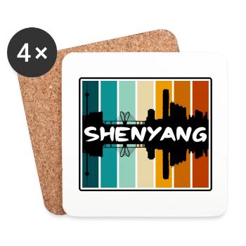 Shenyang China Skyline Silhouette Travel Souvenir - Coasters (set of 4) - white - Front