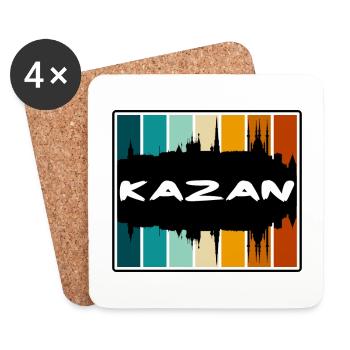Kazan Russie Skyline Silhouette Souvenir de voyage - Dessous de verre (lot de 4) - blanc - Devant