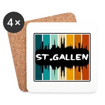 St. Gallen Schweiz Skyline Silhouette Travel S - Untersetzer (4er-Set) - Weiß - Vorne