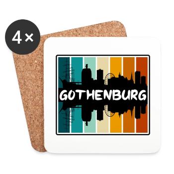 Gothenburg Sweden Skyline Silhouette Travel Souven - Coasters (set of 4) - white - Front
