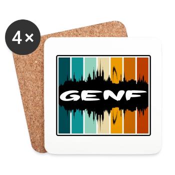 Genf Schweiz Skyline Silhouette Travel Souveni - Untersetzer (4er-Set) - Weiß - Vorne