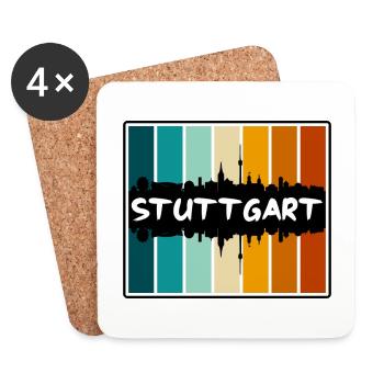 Stuttgart Deutschland Skyline Silhouette Travel Souven - Untersetzer (4er-Set) - Weiß - Vorne