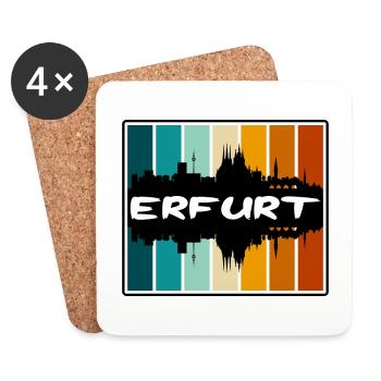 Erfurt Allemagne Skyline Silhouette Souvenir de voyage - Dessous de verre (lot de 4) - blanc - Devant