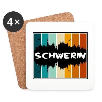 Schwerin Allemagne Skyline Silhouette Travel Souveni - Dessous de verre (lot de 4) - blanc - Devant