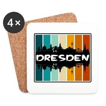 Dresde Allemagne Skyline Silhouette Souvenir de voyage - Dessous de verre (lot de 4) - blanc - Devant